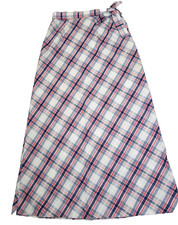 Vtg. Prestige of Boston Patriotic Long Skirt Seersucker Size 14 Red White Blue