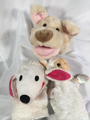 Lot 3 Puppets Lamb Sheep Ikea Klappar Lantlig AA Plush Pig Piggy Easter Fun Tag