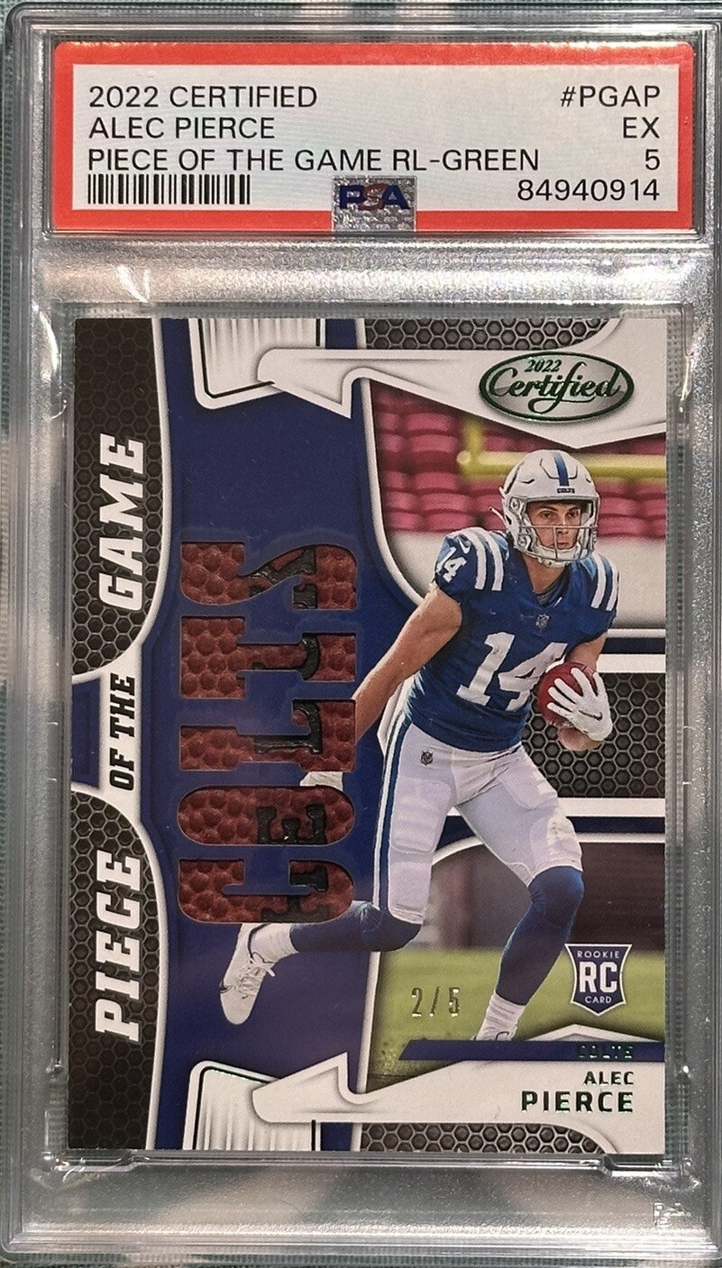 2022 Certified Alec Pierce PSA 5 Piece of the Game #2/5 GREEN