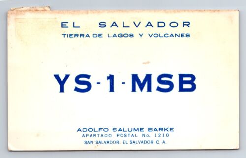 Vintage Ham Radio Amateur QSL QSO Postcard YS1MSB El Salvador 1963 - Afbeelding 1 van 2