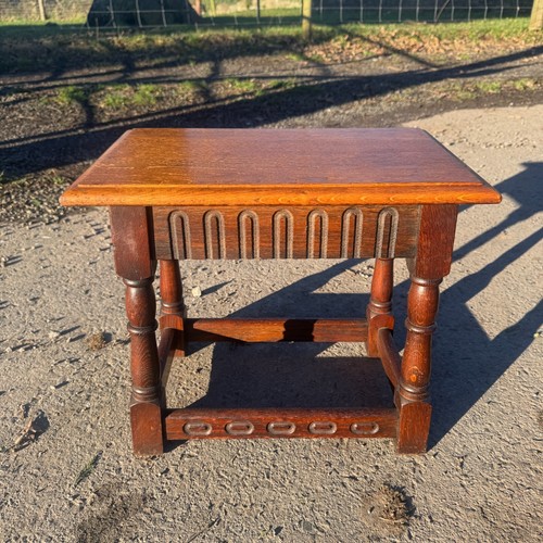 Vintage Oak Joint Stool Side Table Stripped Top Occasional Lamp Stand Repro - Picture 6 of 11