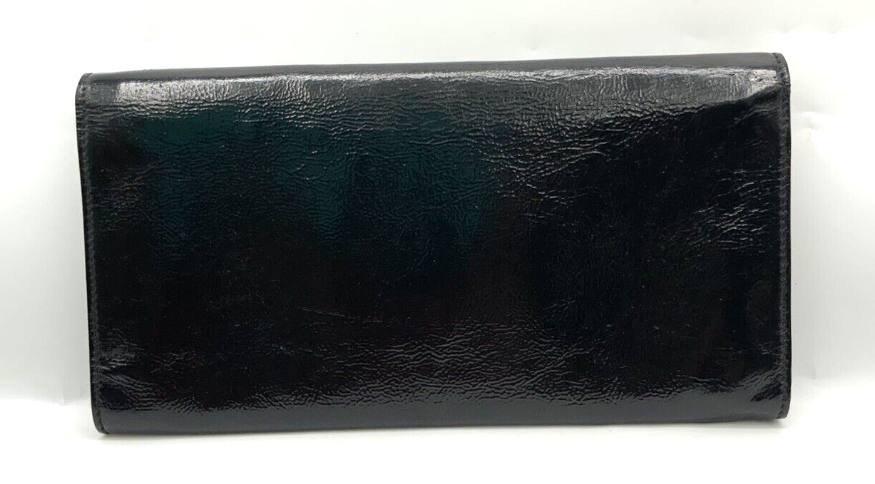 Autentica pochette YSL Saint Laurent nera vernice logo Belle Du Jour