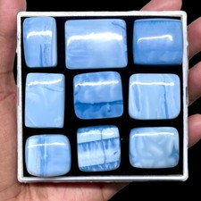 9 Pcs Natural Blue Opal 22.6-31.5mm Loose Cabochon Gemstones 236.15 Cts Lot