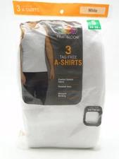 3 Mens Cotton Athletic A-Shirts Small 34-36 White Tank Tops Fruit of the Loom