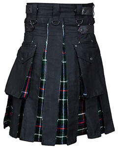 New Great Scottish Fashion Tactical Hybrid Kilt Blue And Black For Men