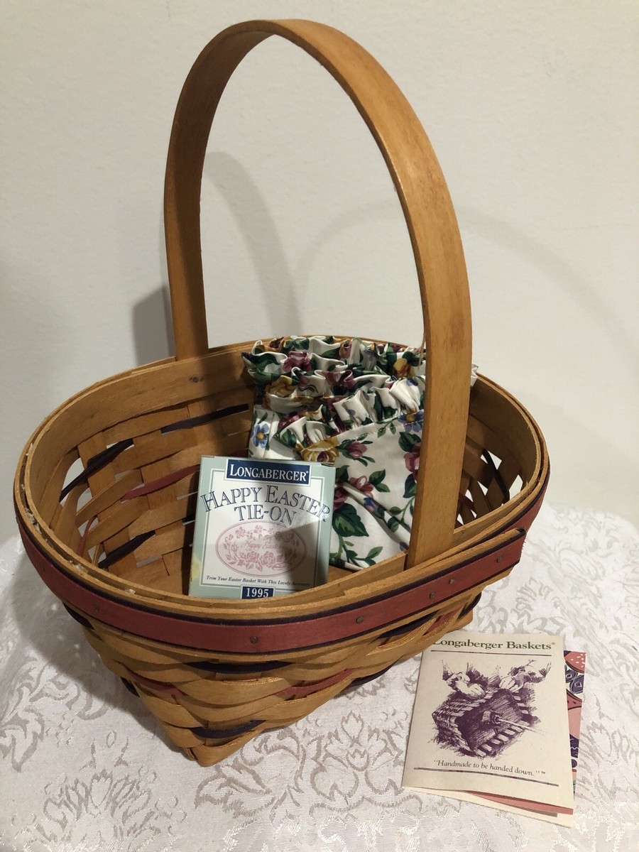 Vintage Longaberger 1995 Easter Basket 18708 w/ Liner & Happy