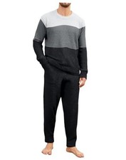 Mens Fleece Pajamas Set Soft Fluffy Pjs Sleepwear Winter Warm Long Sleeve