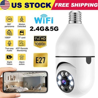 1080P Light Bulb Camera 2.4GHz & 5G WiFi E27 Smart Bulb 360 Security IP Camera