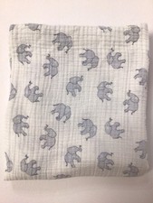 Aden  Anais Muslin Baby Blanket Swaddle White Elephant Print Large Lightwt READ
