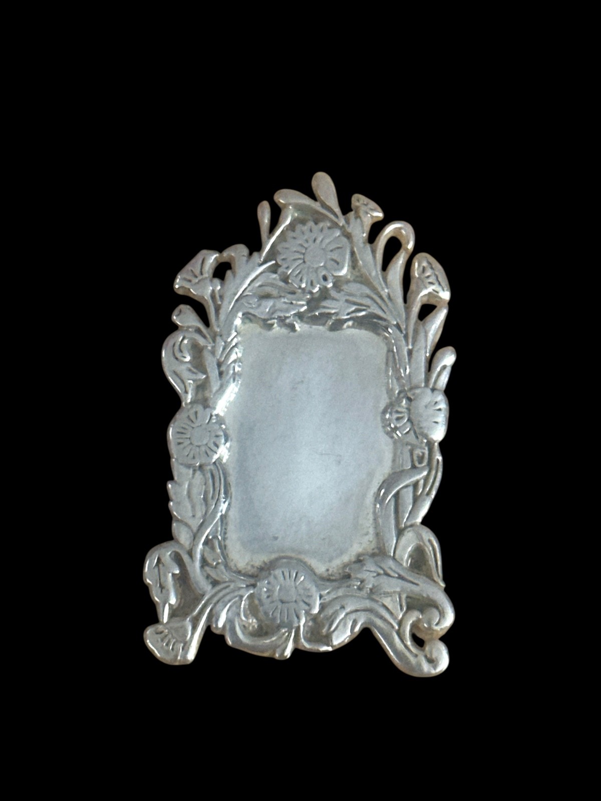 Sterling Silver Pendant - rectangular frame- flow… - image 2