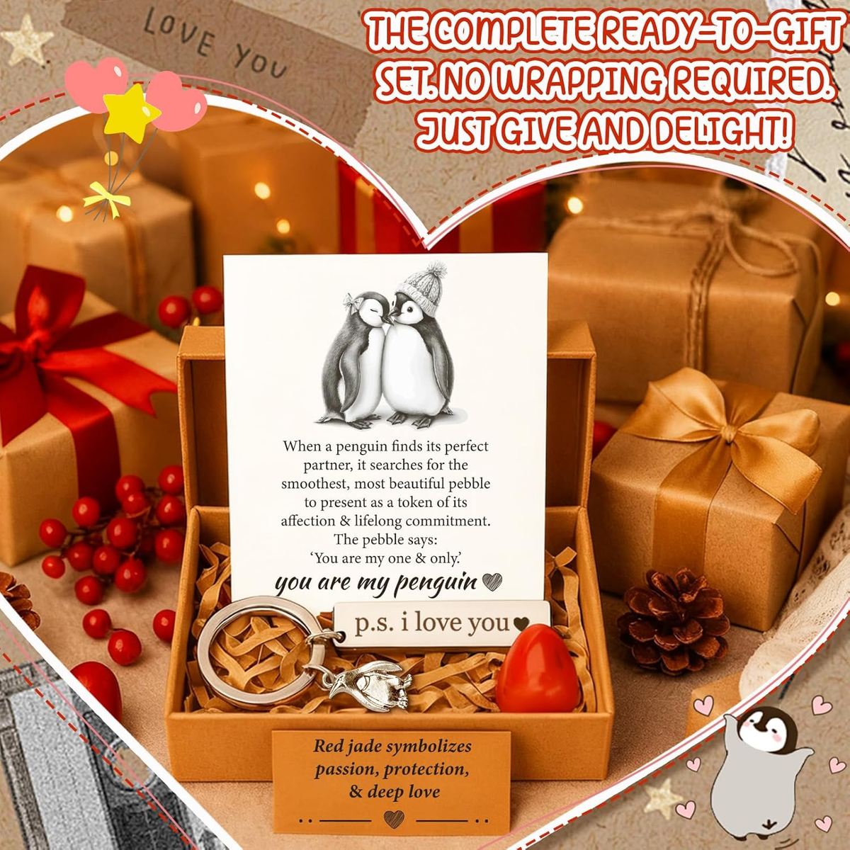 Valentine's Day Penguin Gift Box - Romantic Keepsake for Couples