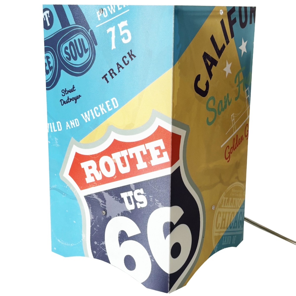 Petite lampe de table Route 66 luminaire d'appoint vintage pour chevet adulte