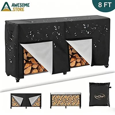 8 Feet Waterproof Firewood Log Rack Cover Heavy Duty Outdoor Dust Sun Protector - Image 1 of 4