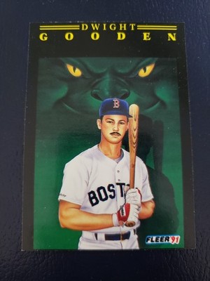Dwight Gooden Mike Greenwell 1991 Fleer ERROR Pro Visions MISCUT ODDBALL