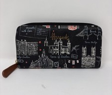 Portafoglio Harrods London scene iconiche punto di riferimento viaggio zip-around grafica arte nero