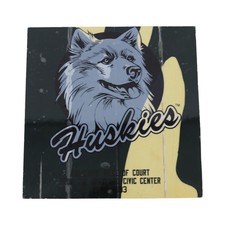 Authentic 6"x6" Piece of 1990-2003 Hartford Civic Center Court w UCONN logo 