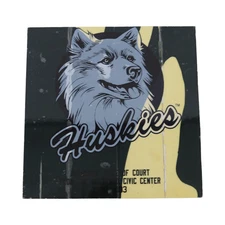 Authentic 6"x6" Piece of 1990-2003 Hartford Civic Center Court w UCONN logo 