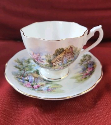 Vintage Queen Anne England Fine Bone China Teacup and Saucer Tudor Cottage Lv