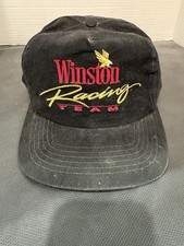 Vintage Winston Racing Team Hat Adults Black Velvet Snapback Nascar 90s
