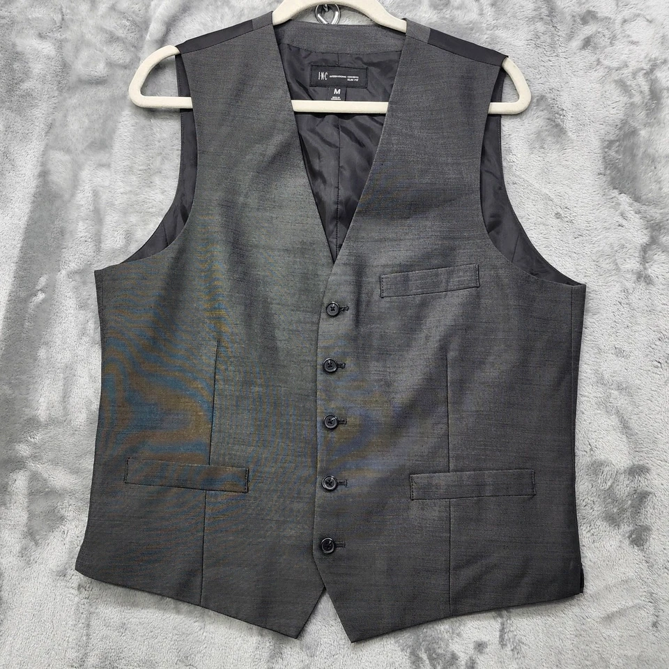 INC International Concepts Pants Vest Set Mens M/34X34 Gray Suit Office Preppy - image 2 of 4