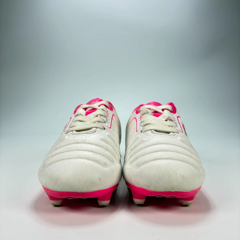 Zapatos deportivos de fútbol para niños Vizari Avalon FG blancos rosas botines juveniles talla 10 Foto 2 de 4