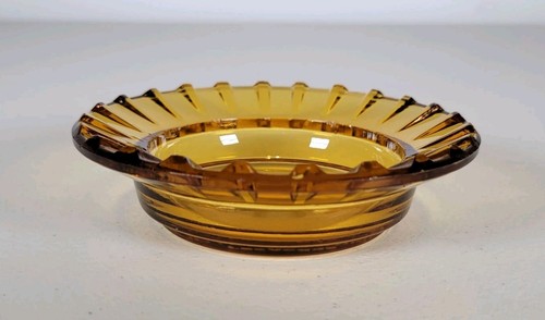 Vintage Maxim Hotel Casino Las Vegas Round Amber Glass Retro Ashtray #P - Picture 4 of 12