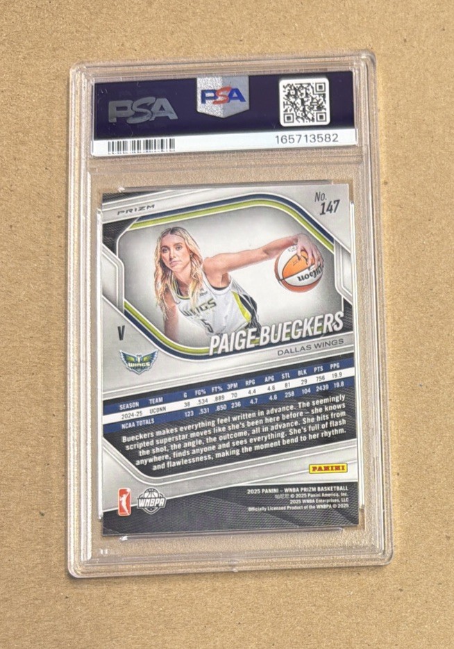 2025 Prizm WNBA Basketball Paige Bueckers Logo Prizm Rookie Card #147 PSA 9 view 2