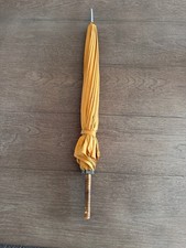 VTG Yellow Umbrella Parasol Wooden Handle