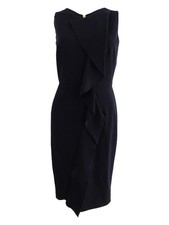 Calvin Klein Women's Ruffled Scuba Crepe Dress (8, Black)