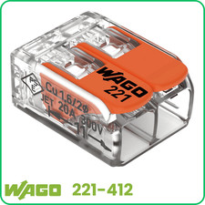 WAGO Klemmen 2-polig | Serie 221-412 | Kabelverbinder 4mm² mit Hebelklemmen