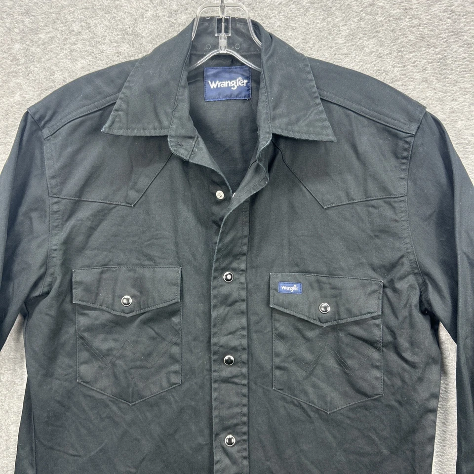 Винтажная мужская маленькая черная холщовая жемчужная застежка Wrangler вестерн родео ковбой - Изображение 2 из 4