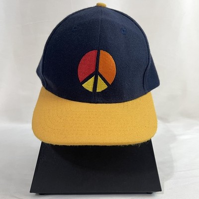 Vintage 90 s Hypnotic Hats LTD Peace Sign Snapback Embroidered HYP Navy Yellow