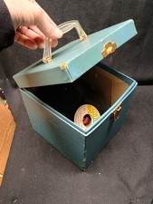 Vintage RECORD CASE for 7" 45 RPM SINGLES turquoise Platter Pak vinyl storage