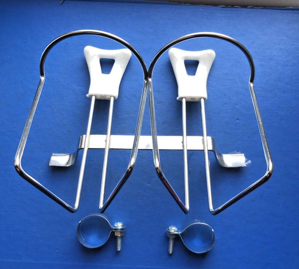 Sangles De Pédale Vintage AFA - Cuir Blanc, Boucles Corrosion - NOS Italie