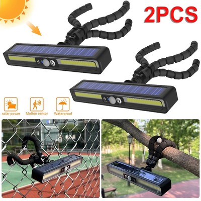 2x Solar PIR Bewegungs Sensor LED Flexibles Octopus Stativ Camping Geladen Licht