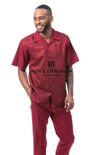 NEW Mens Montique 2 PC Summer Walking Set Leisure Suit Regular Fit 2603 Burgundy