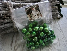Vintage green 1/2" size Mercury glass bead for crafting /garland repair- 50 pack