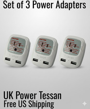 Tessan UK Power Adapter Travel Plug Converter AC Outlet Dual USB Port Universal