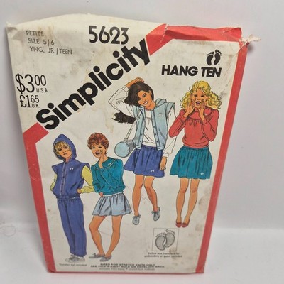 UNCUT Teens Sweatshirt, Pants, & Skirt Sewing Pattern by Simplicity Sz 5-6, 5623