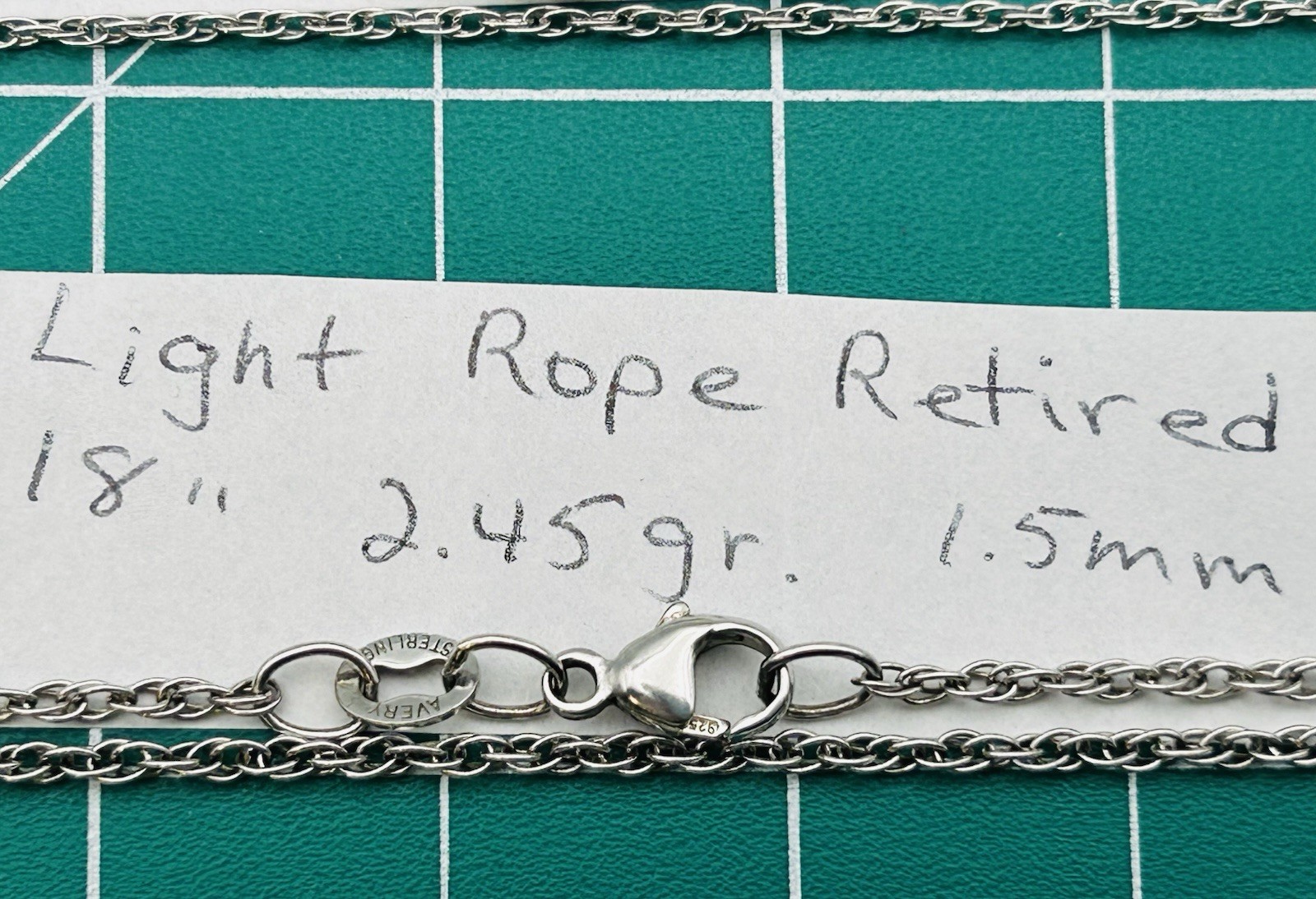 James Avery 925 Sterling Silver Rope Chains - Multiple Sizes - Sold Separately