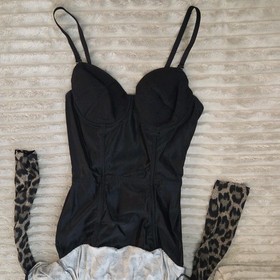 Agent Provocateur Iona Animal Leopard Bodysuit Top M Built-in Corset Bra