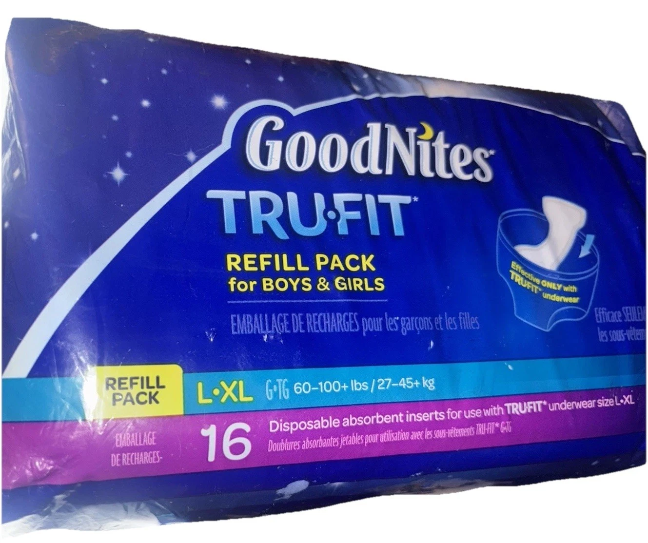 GoodNites 37137 Unisex L/XL Size 16 Disposable Underwear Liners