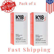 Pack of 2 K18 Leave In Molecular Repair Hair Mask 50ml / 1.7oz Hair Treatment