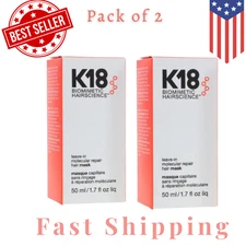 Pack of 2 K18 Leave In Molecular Repair Hair Mask 50ml / 1.7oz Hair Treatment