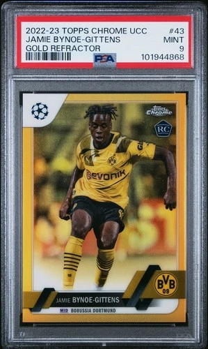 Jamie Bynoe-Gittens 2022-23 Topps Chrome UCC True Gold Refractor RC /50 PSA 9
