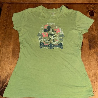 WALT DISNEY WORLD Disney Land Resort Womens T-shirt Mickey Mouse M Hibiscus Palm
