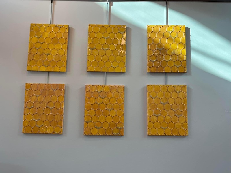 Honeycomb resin painting