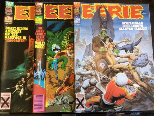 EERIE MAGAZINE #130 131 132 WARREN PUBL 1982 FASTNER LARSON NEBRES SANJULIAN