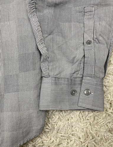 CK Calvin Klein Dress Shirt Men’s XL Gray Glen Check Pattern Long Sleeve - Picture 9 of 14