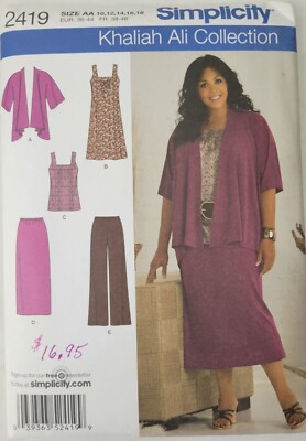 Simplicity 2419 Pattern Misses Pants Skirt Dress Top Jacket Size 10 - 18 Uncut